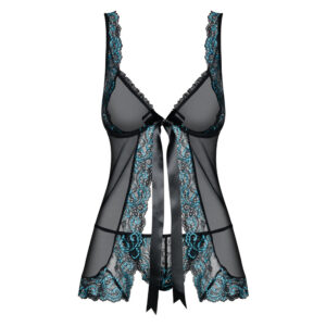 Obsessive Open Front Babydoll And String Black