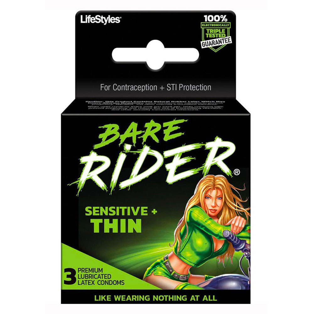 Bare Rider Sensitive Thin Latex Condoms 3pk