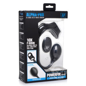 Alpha Pro 10X P Bomb Cock and Ball Ring With Anal Plug