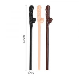 Lovetoy Pack Of 9 Willy Straws Black Brown And Pink